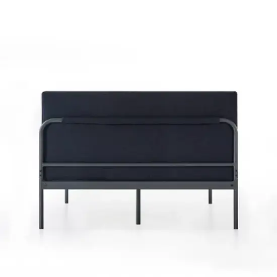 Maggie Metal Platform Bed with Upholstered Cushion Headboard - Mellow image {3}