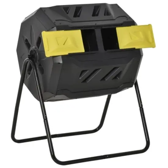 Outsunny Tumbling Compost Bin Outdoor 360&deg; Dual Chamber Rotating Composter 43 Gallon image {9}