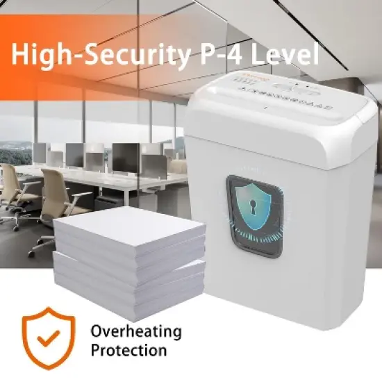 Bonsaii 6-Sheet Crosscut Paper Shredder for Home Use, Shreds Paper, Credit Cards, Staples, Clips, 3.4 Gal Wastebasket, White, with Handle image {2}