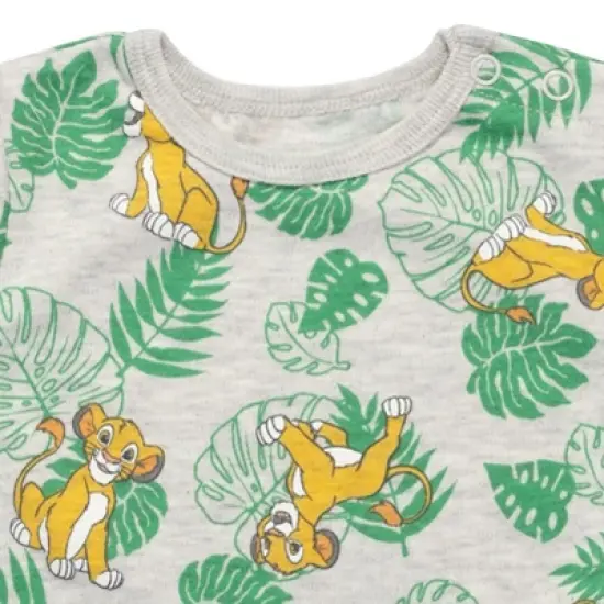 Disney Lion King Simba Timon Pumbaa Baby French Terry Short Overalls T-Shirt and Hat 3 Piece Outfit Set Newborn to Infant image {7}