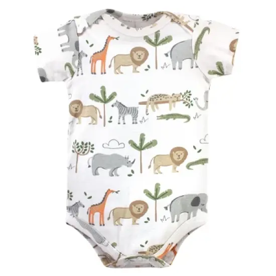 Hudson Baby Infant Boy Cotton Bodysuits, Safari Life image {2}