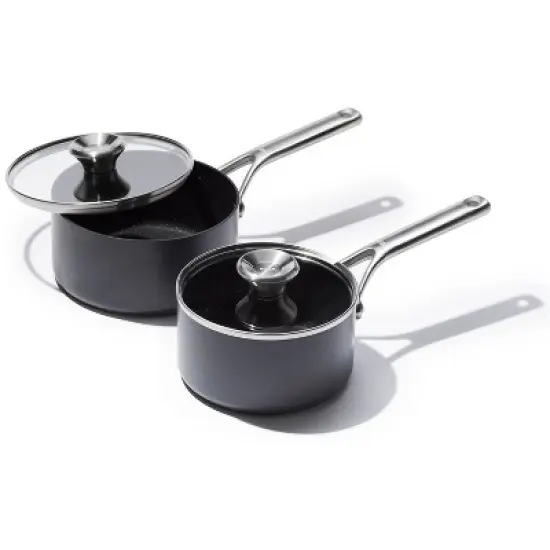 OXO 4pc Ceramic Pro Non-Stick Sauce Pan Set Gray: Aluminum Cookware, Dishwasher-Safe, Induction & Gas Compatible image {8}