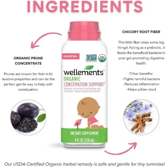 Wellements - Organic Constipation Support Constipation Relief For Infants, Babies & Toddlers, 4 Oz image {3}