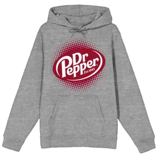Dr Pepper Fizzy Logo Long Sleeve Gray Heather Adult Hooded Sweatshirt image {2}
