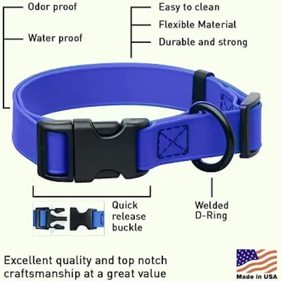 Dogline Biothane Waterproof Collar with QR Buckle Royal Blue image {1}