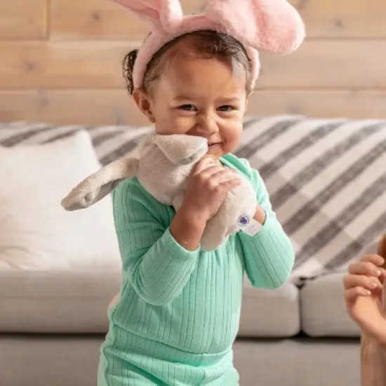 Easter Baby Plush Bunny Holding Carrot - Plush Bunny Sensory Easter Decorations Toy for Newborns and Infants Plushie Easter Toys image {4}