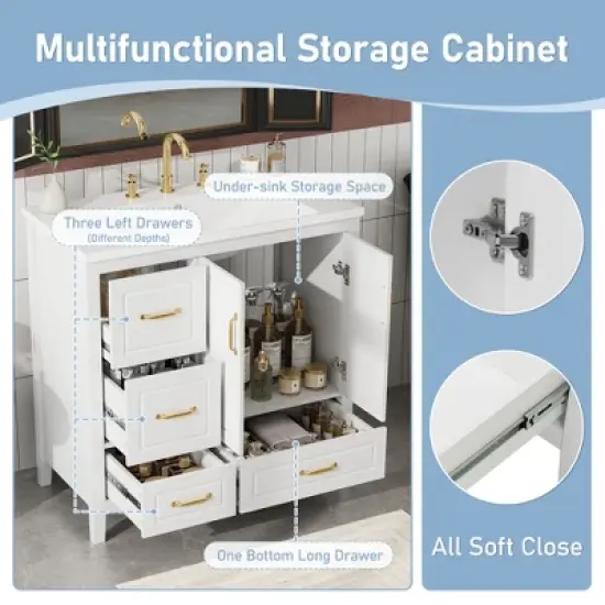 Christopher Knight Home Borah Modern 36" Freestanding Bathroom Vanity with Resin Sink image {6}