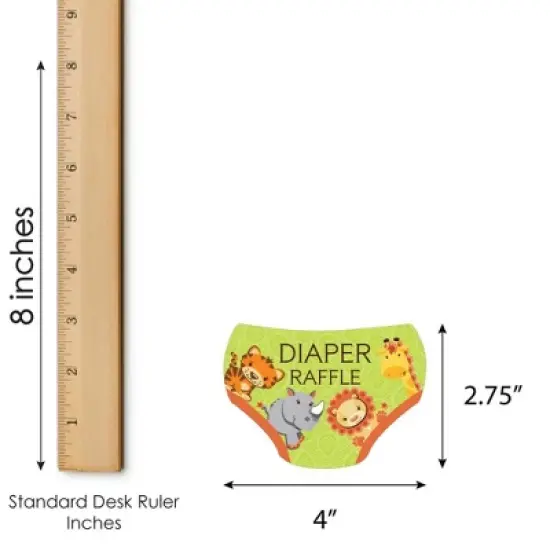 Big Dot of Happiness Funfari - Fun Safari Jungle - Diaper Shaped Raffle Ticket Inserts - Baby Shower Activities - Diaper Raffle Game - Set of 24 image {2}