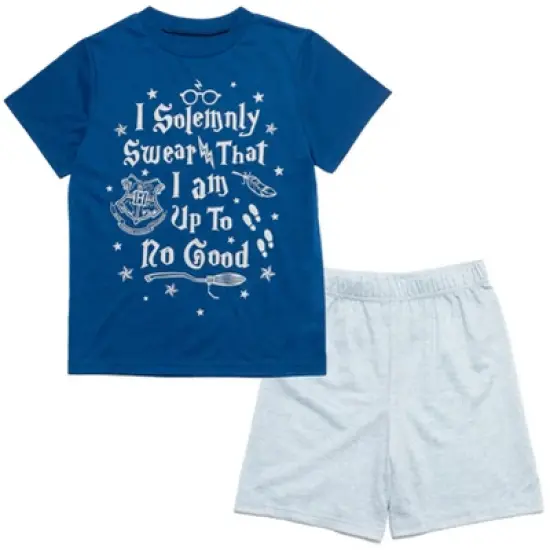 Harry Potter Gryffindor Hufflepuff Ravenclaw Slytherin Pajama Shirt and Shorts Sleep Set Little Kid to Big Kid image {6}