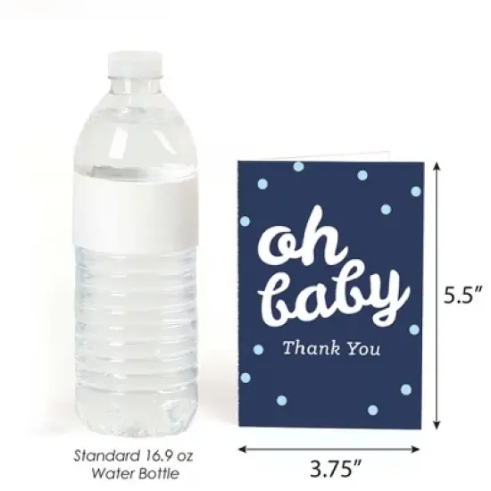 Big Dot of Happiness Hello Little One - Blue and Silver - Boy Baby Shower Thank You Cards (8 count) image {2}