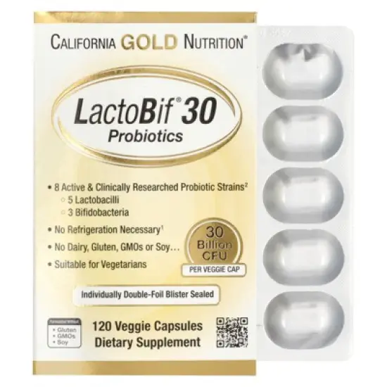 California Gold Nutrition LactoBif&reg; 30 Probiotics, 30 Billion CFU, 120 Veggie Capsules image {3}
