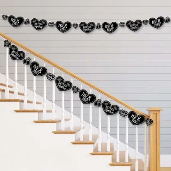 Big Dot of Happiness Mr. and Mrs. - Black and White Wedding or Bridal Shower DIY Decorations - Clothespin Garland Banner - 44 Pieces image {1}