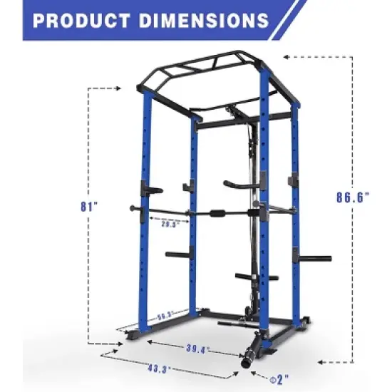 NAYSAYE Exercise Trainers Power Cage Adjustable with Pullup and Squat Rack 1000LBS Capacity for Home Gym and Living Room, Black and Blue, 55"*43"*86" image {2}