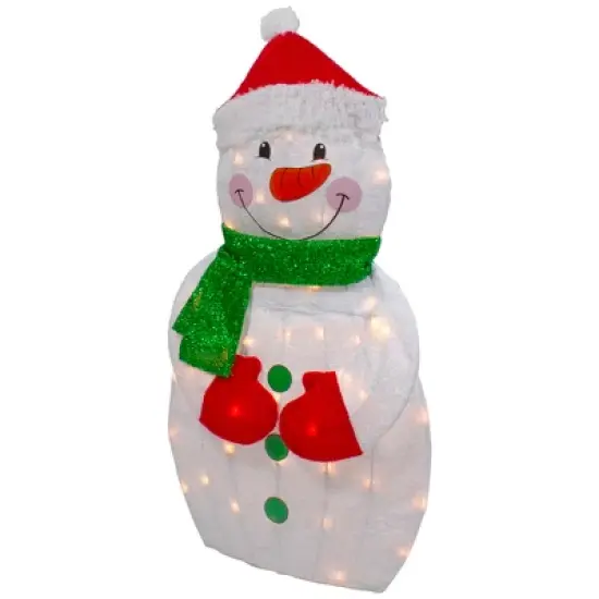 Northlight 32" Lighted 2D Chenille Snowman with Scarf Outdoor Christmas Decoration image {3}