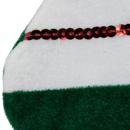 Northlight 18" Red and Green Velvet Sequin Stripe Christmas Stocking image {3}