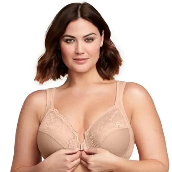 Glamorise Womens WonderWire Front-Closure Underwire Bra 1245 Caf&eacute; image {2}