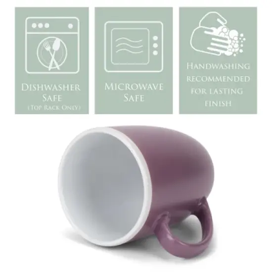 Elanze Designs Solid Color Purple White Interior 16 ounce Matte Ceramic Mugs Matching Set of 4 image {2}