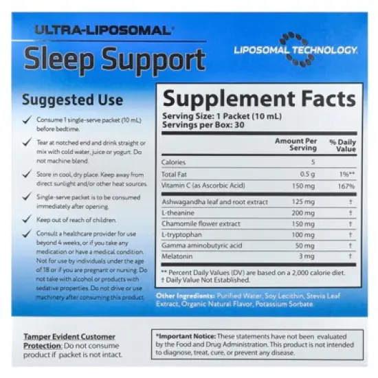 Aurora Nutrascience Ultra-Liposomal&reg;, Sleep Support, 30 Packets, 0.34 fl oz (10 ml) Each image {1}