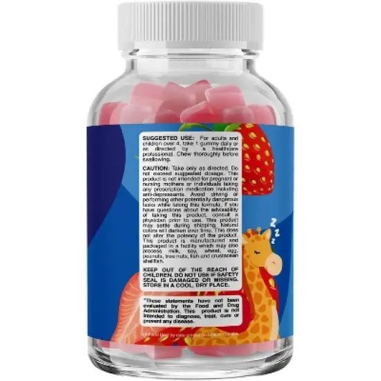 Melatonin Gummies for Kids, Deep Sleep Supplement Gummies & Mood Support for Kids, Strawberry Flavor, Phytoral, 60ct image {3}