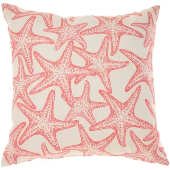 18"x18" Reversible Indoor/Outdoor Starfish and Wave Square Throw Pillow - Mina Victory image {7}