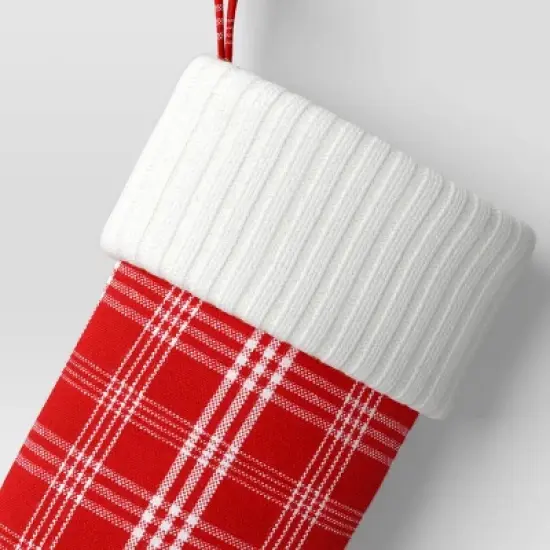 20" Christmas Plaid Stocking with Cuff Red Base - Wondershop&trade; image {2}