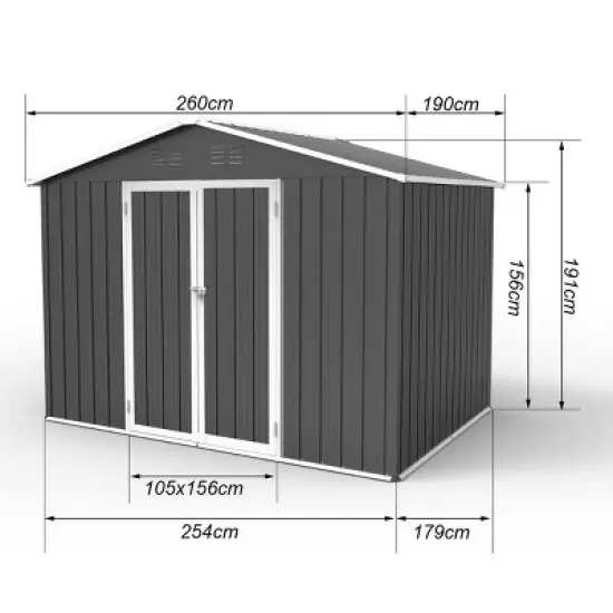 6x8ft Metal Garden Shed with Window & Hinged Door, Outdoor Storage Shed with Lock,  Weatherproof - Coolbibila image {3}