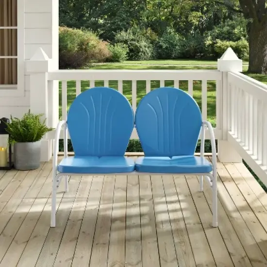 Griffith Outdoor Loveseat - Sky Blue - Crosley image {4}