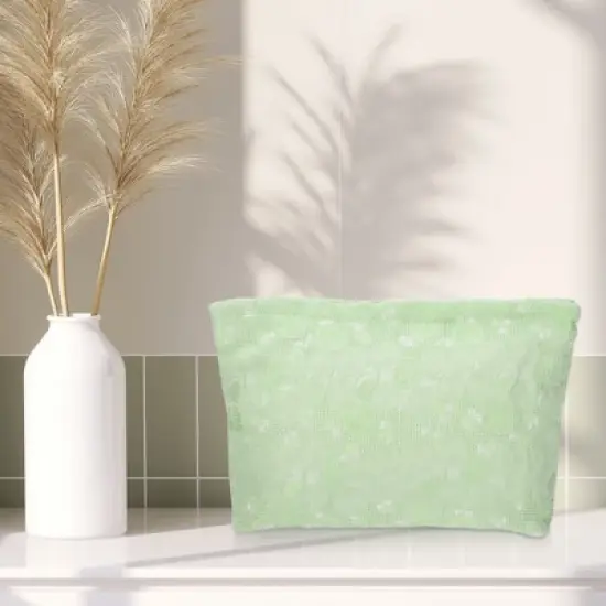 Unique Bargains Travel Canvas Floral Zipper-Closure Light Green 1 Pc image {6}