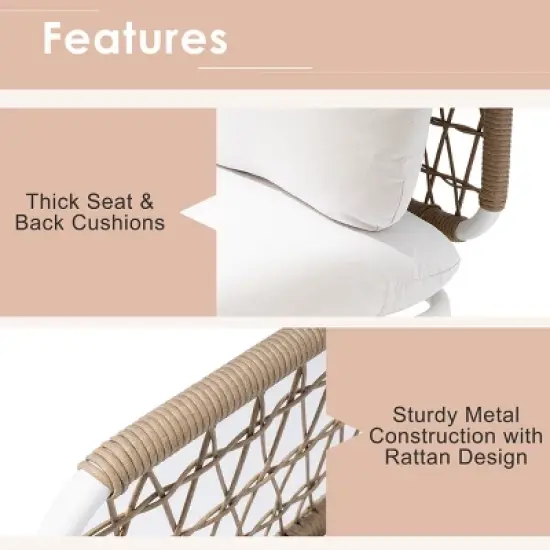 Crestlive products 2PC outdoor rattan design patio sofa for Balcony lawn  Beige image {3}