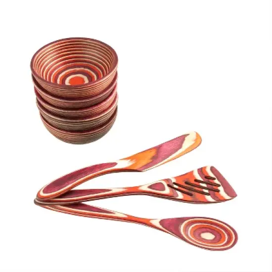 Island Bamboo Red Pakkawood Round Pinch Bowl image {2}