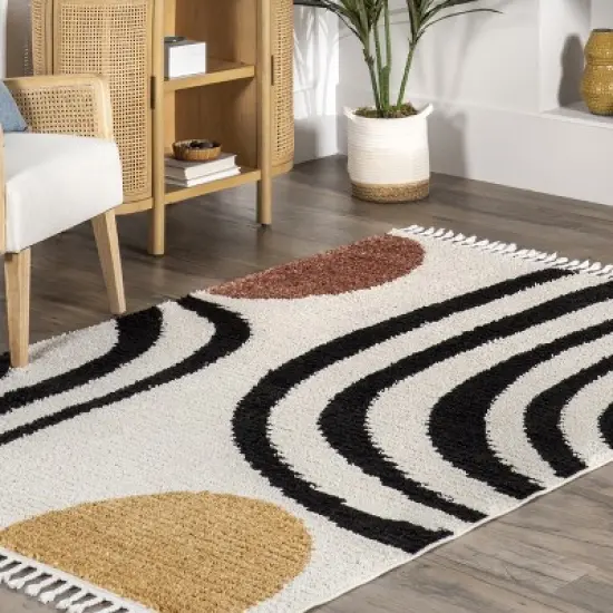 nuLOOM Stefanie Abstract Shapes Tassel Area Rug image {8}
