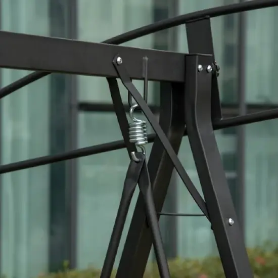 Outsunny 2-Person Patio Swings with Canopy, Outdoor Canopy Swing with Adjustable Shade, Breathable Mesh Seats and Steel Frame for Garden, Poolside, Backyard image {4}