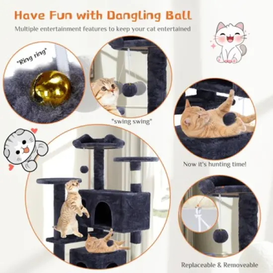 Gulches Multi-functional cat tree house cat climbing frame, lounge and recreation area detachable toy image {3}