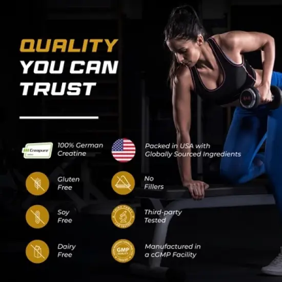 Sandhu's Creapure German Creatine Monohydrate Powder Supplements for Men & Women, Unflavored, 60 Servings, 300 gms, Supports Lean Muscle Building image {9}