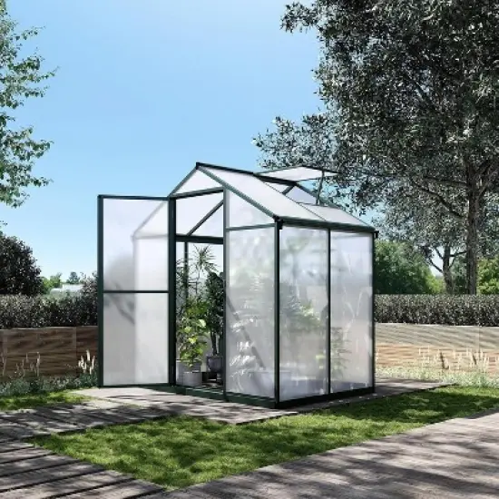 Sturdy Greenhouse, 6.25'x8' Shatterproof Polycarbonate with Large 24"x23" Roof Vent, Easy Setup image {1}