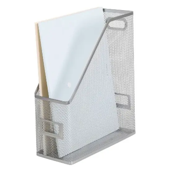 Mesh Magazine File Silver - Brightroom&trade;: Steel File Organizer & Storage Bin, 12" H, No Assembly Required image {1}