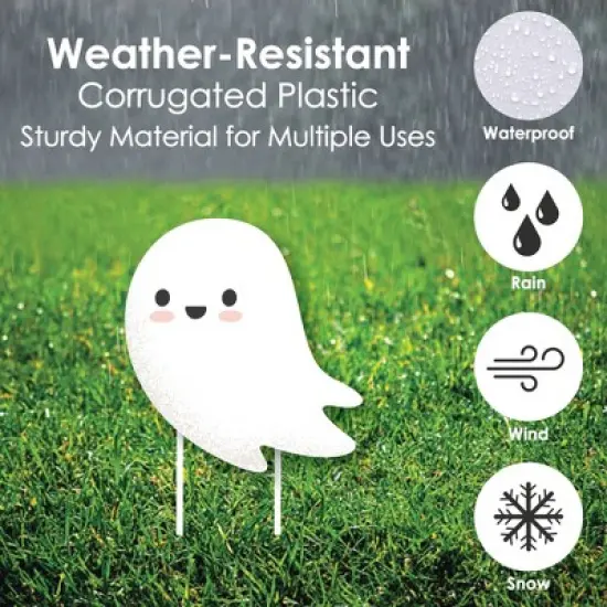 Big Dot of Happiness Pastel Halloween - Ghost, Pumpkin, Cat and Hat Lawn Decorations - Outdoor Pink Pumpkin Party Yard Decorations - 10 Piece image {4}