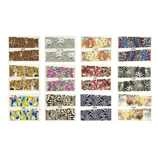Wrapables 40 Sheets Into the Wild Animal Print Water Slide Nail Art Decals Water Transfer Nail Decal Sheets (40 sheet) image {3}
