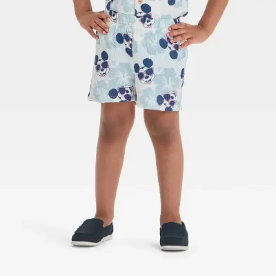Toddler Boys' 2pc Mickey Mouse Woven Gauze Button-Up Top & Shorts Set - Blue image {3}