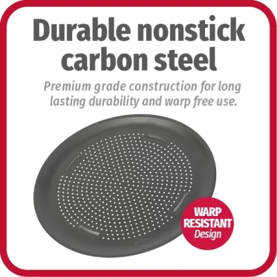 GoodCook 15.75" Large Nonstick Carbon Steel Ready Air Perfect Pizza Pan Gray: Round Oven Tray, Dishwasher-Safe image {7}