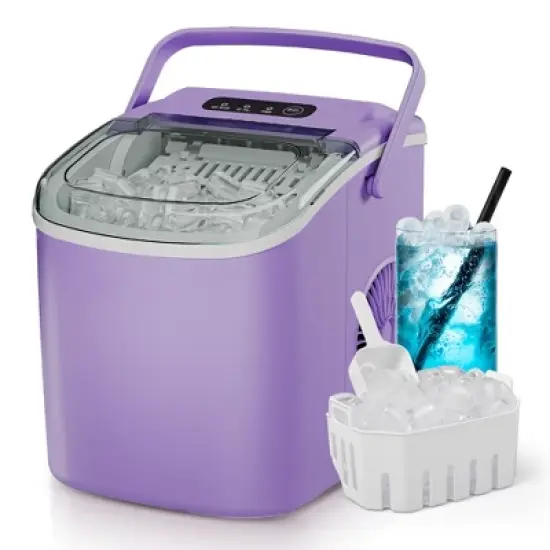 Simzlife Ice Maker Countertop, 26 Lbs/24H, Bullet Ice, 9 Pcs/6 Min, Portable Machine with Handle, Auto-Cleaning, Ultra Quiet, Smart Operation, Black image {10}