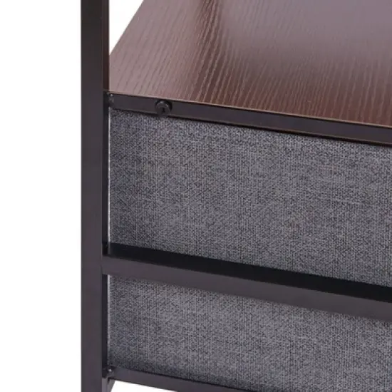 Modern End/Side Table with Shelf and Fabric Storage Drawer Gray - Danya B. image {5}