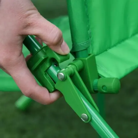 Outsunny Folding Kids Table and Chair Set, Picnic Table with Frog Pattern Removable & Height Adjustable Sun Umbrella for Garden, Backyard, Green image {4}