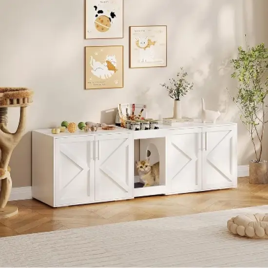 Acekool Dual Cat Litter Cabinet - Hidden Washroom with Storage image {3}