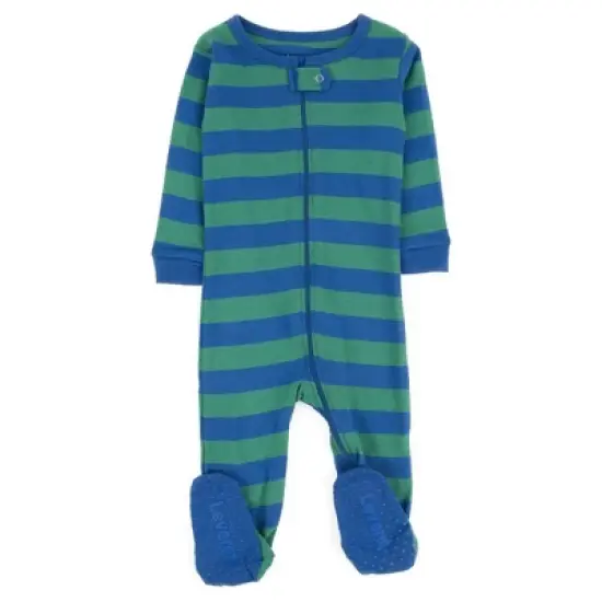 Leveret Kids Footed Boys Striped Cotton Pajamas image {4}