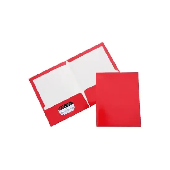 JAM Paper Laminated Two-Pocket Glossy Presentation Folders Red Bulk 50/Box 385GREC image {8}