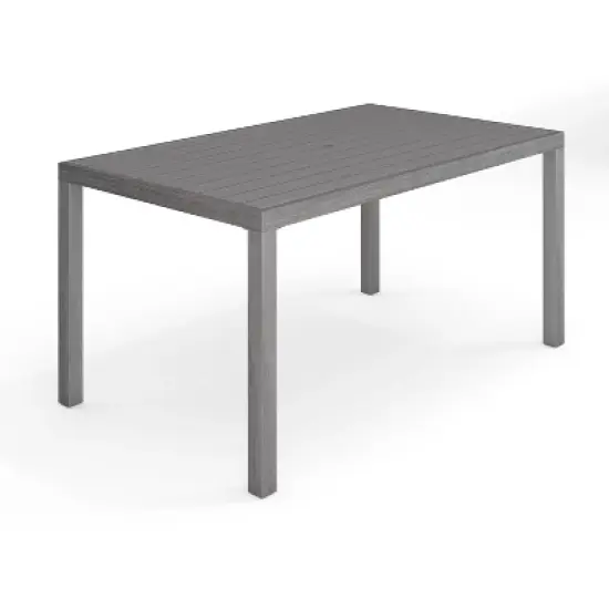 Martha Stewart Bedford 62" Indoor-Outdoor Patio Table with Brushed Woodgrain Aluminum Finish image {10}