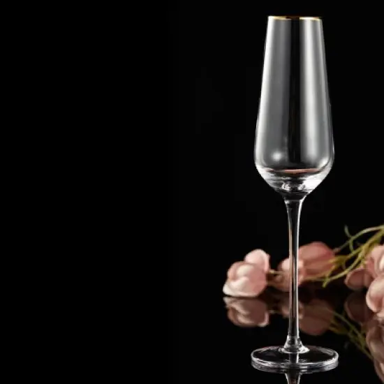 Berkware Tall Champagne Flutes with Gold Tone Rim - 8.1oz image {7}