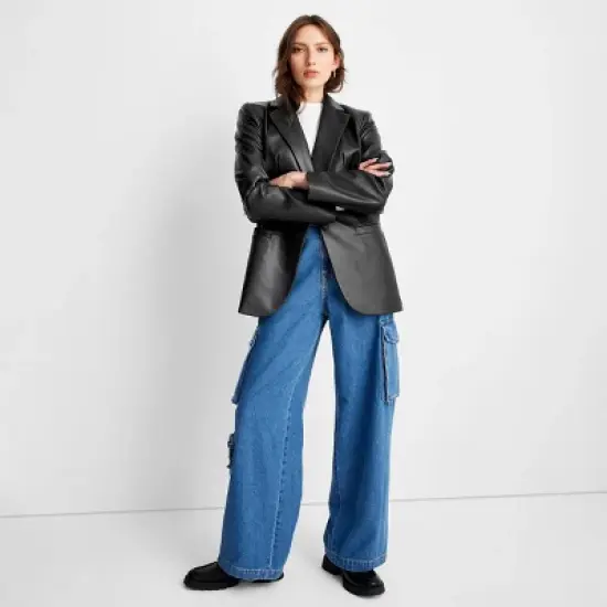 Women's Relaxed Fit Faux Leather Blazer - A New Day&trade; image {2}