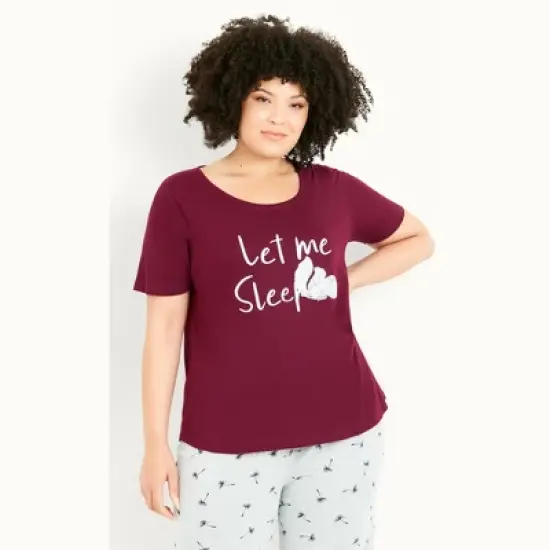 Women's Plus Size Let Me Sleep  Set - Berry | EVANS image {2}